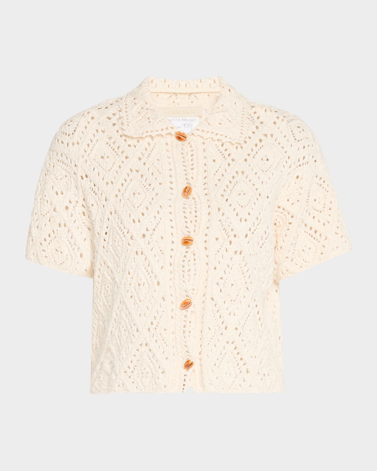 Vanessa Bruno Emarya Pointelle-knit Cotton Cardigan In Ecru