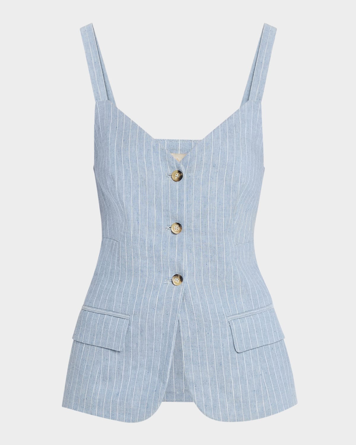 Elai Pinstripe Linen-Cotton Top