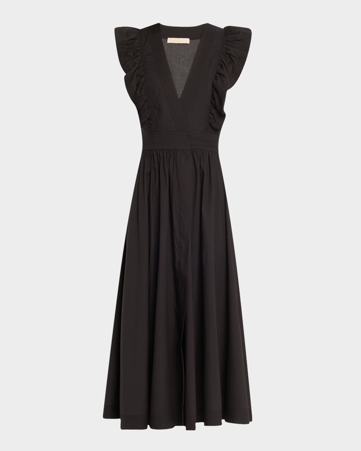 Ermione Sleeveless Ruffle Midi Wrap Dress