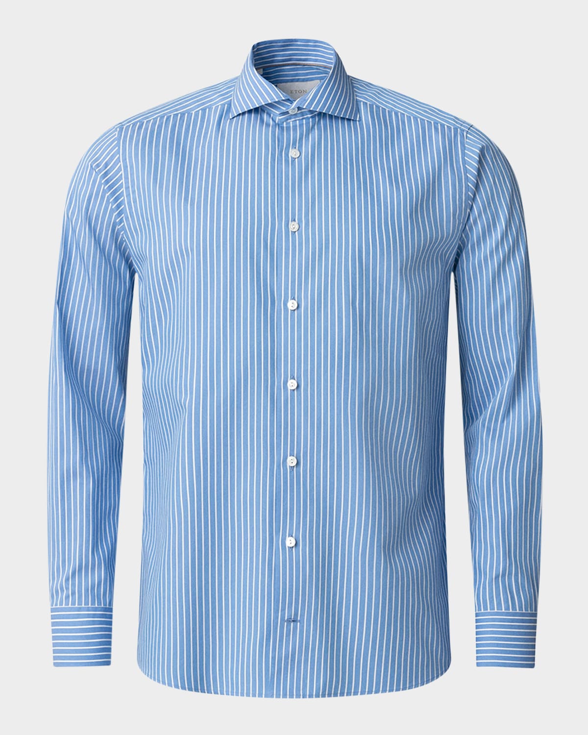 Men's Elevated Cotton and Silk Stripe Contemporary-Fit Sport Shirt