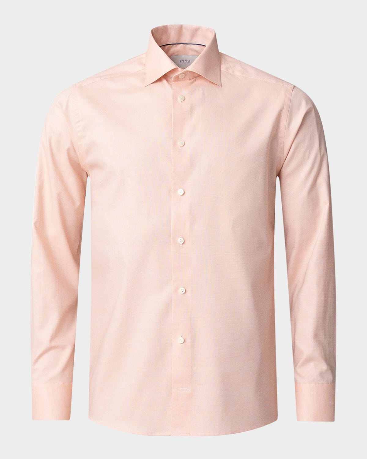 Eton Contemporary Fit Solid Orange Cotton Dobby Dress Shirt In Orange