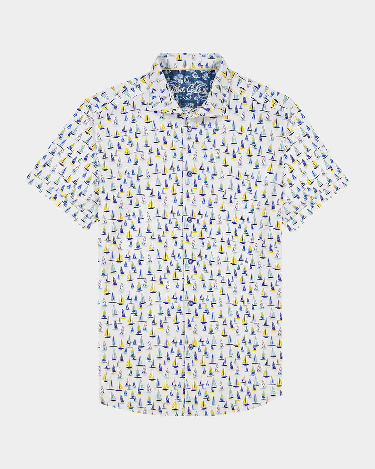 Robert Graham Transpacific Knit Short Sleeve Button-up Shirt In White
