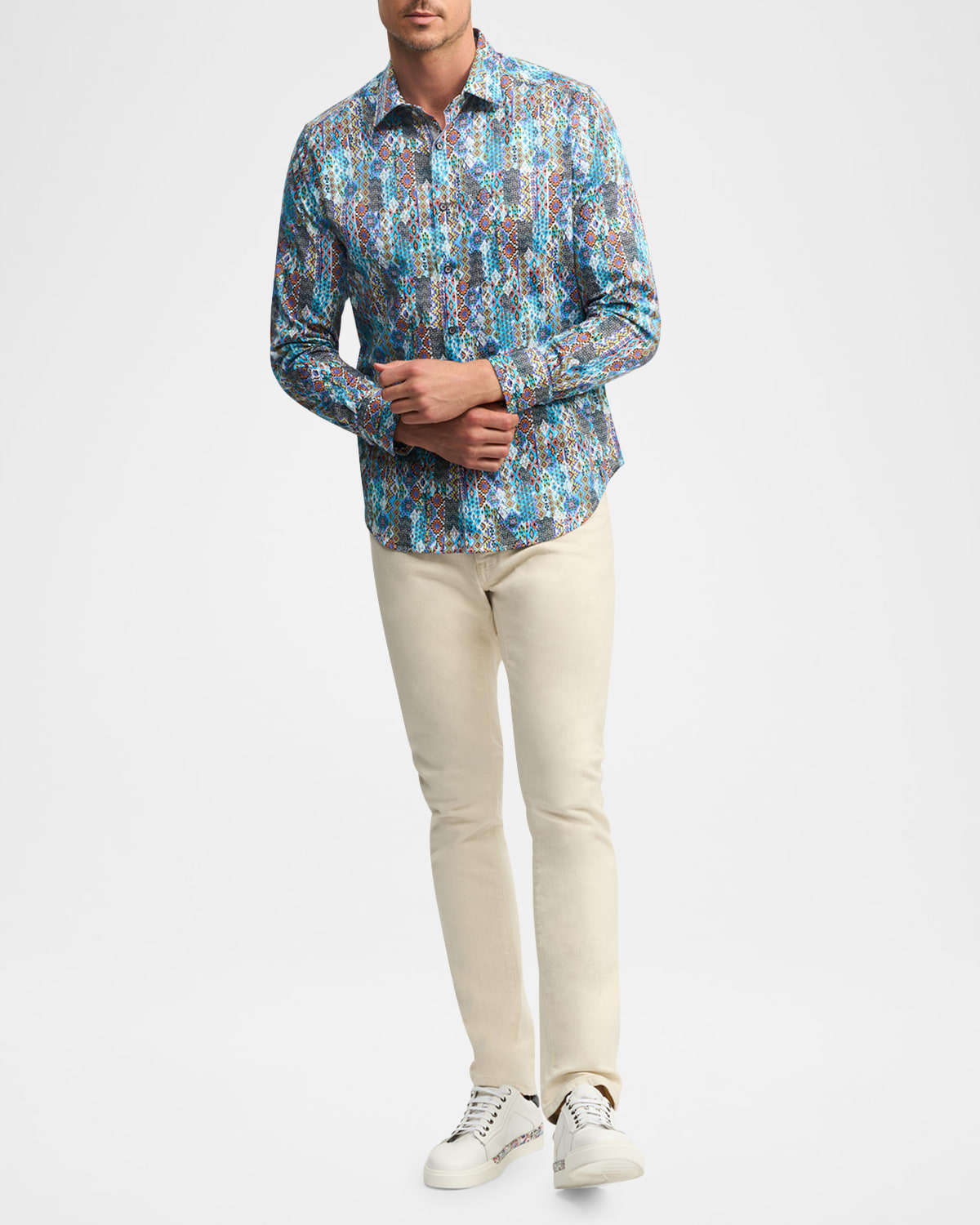 Robert Graham Merola Cotton Stretch Printed Classic Fit Button Down Shirt In Multi