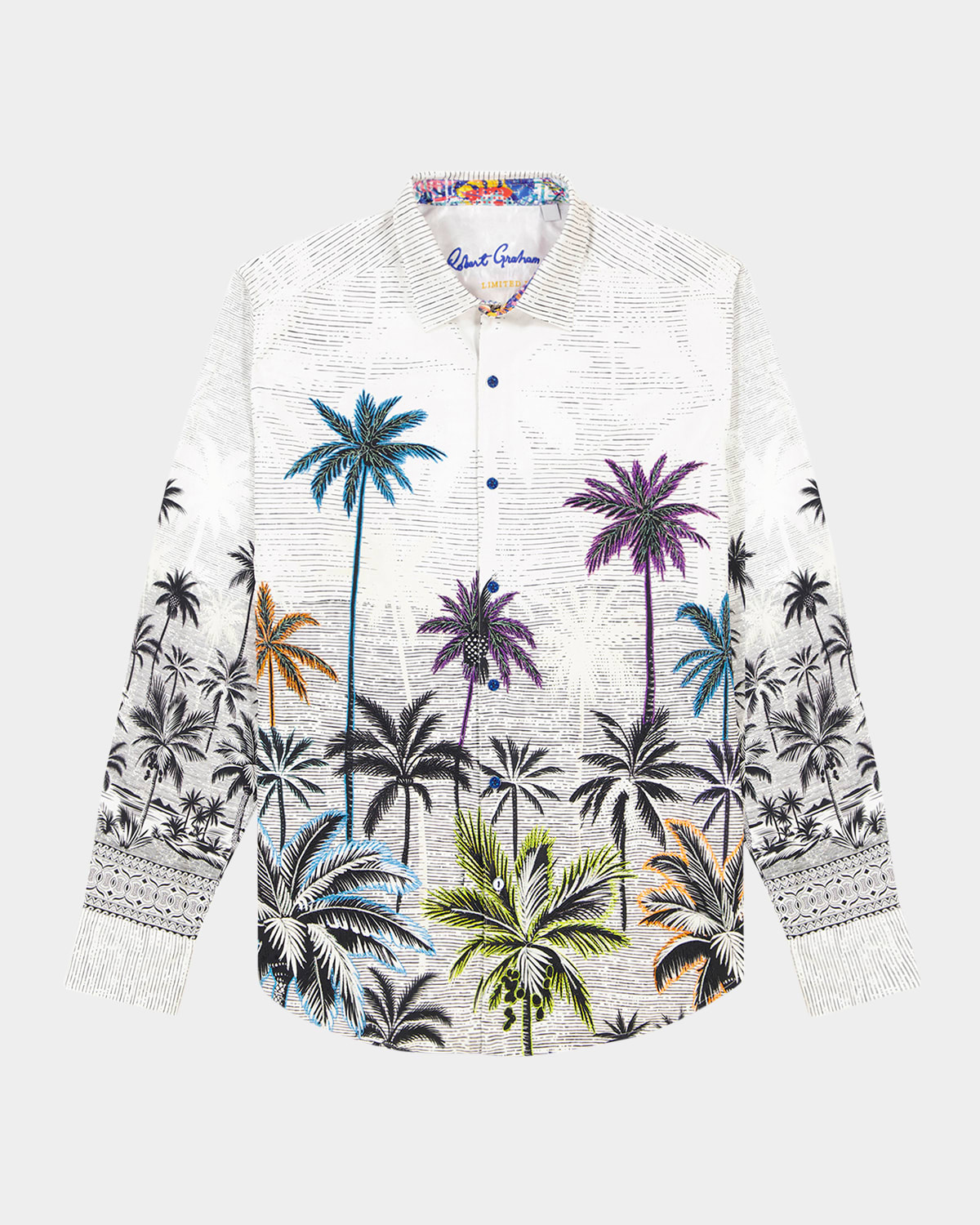 Robert Graham Palm Woven Long Sleeve Shirt In White