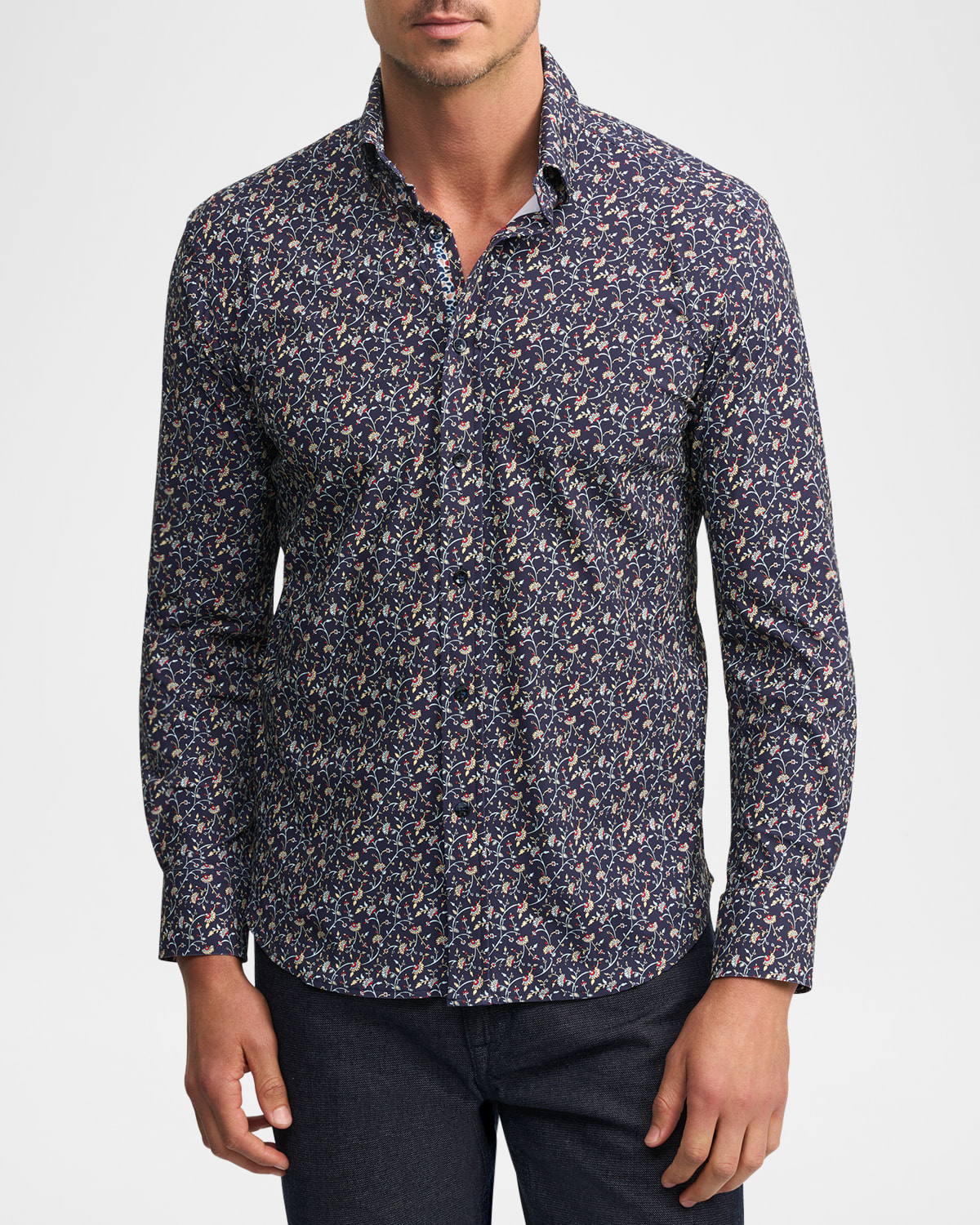 Shop Robert Graham Men's Vargas Floral Sport Shirt In Navy