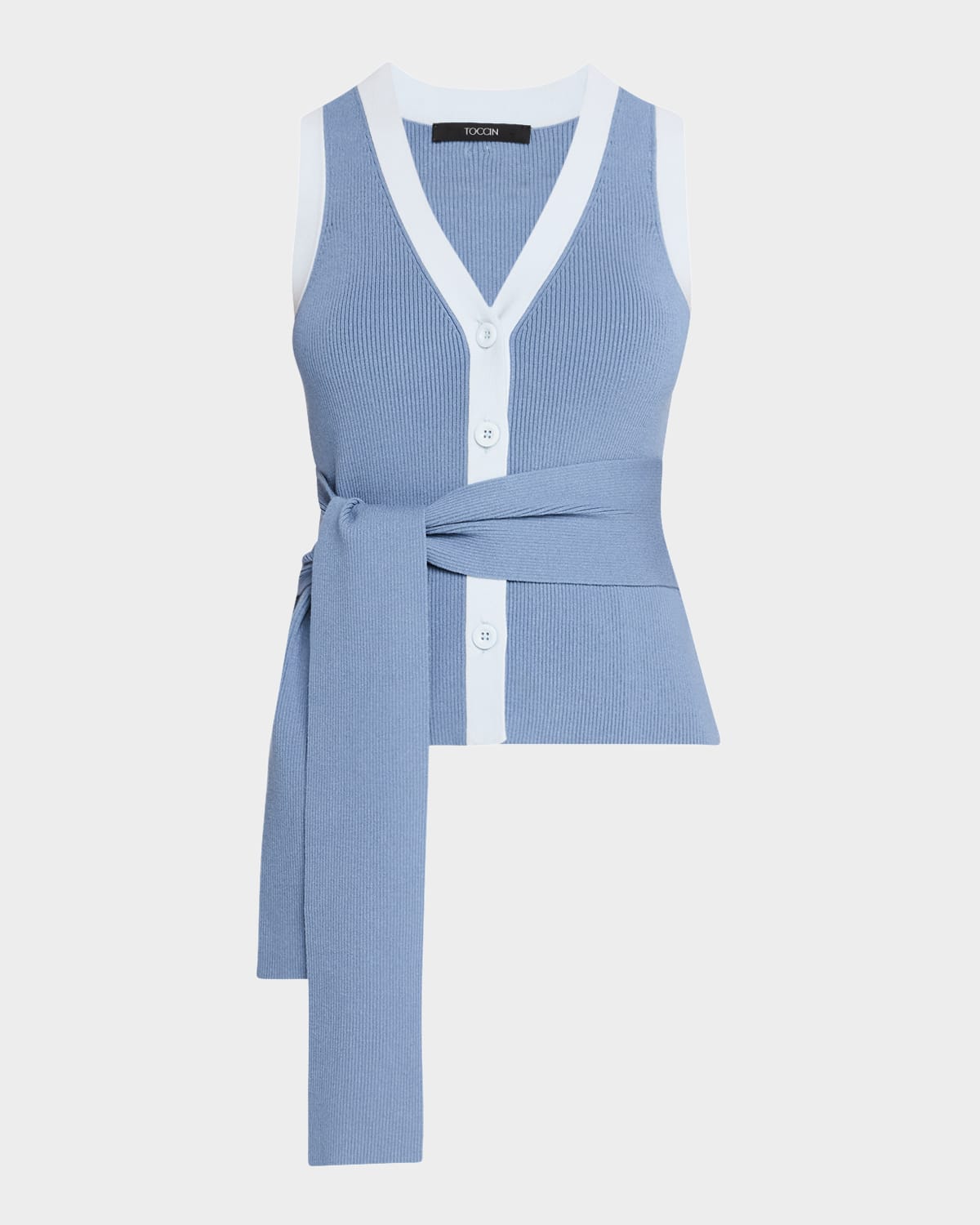 Toccin Collins Sleeveless Button-front Top In Stice