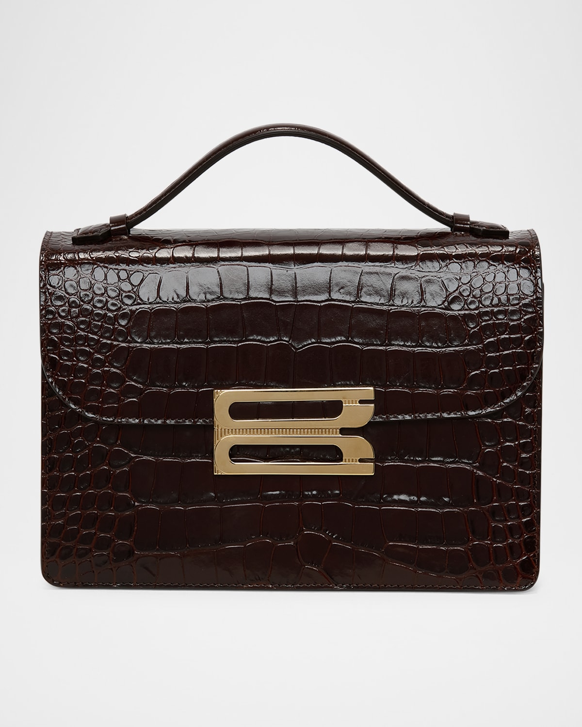 Victoria Beckham The Dorian Croc-embossed Leather Crossbody Bag In Espresso
