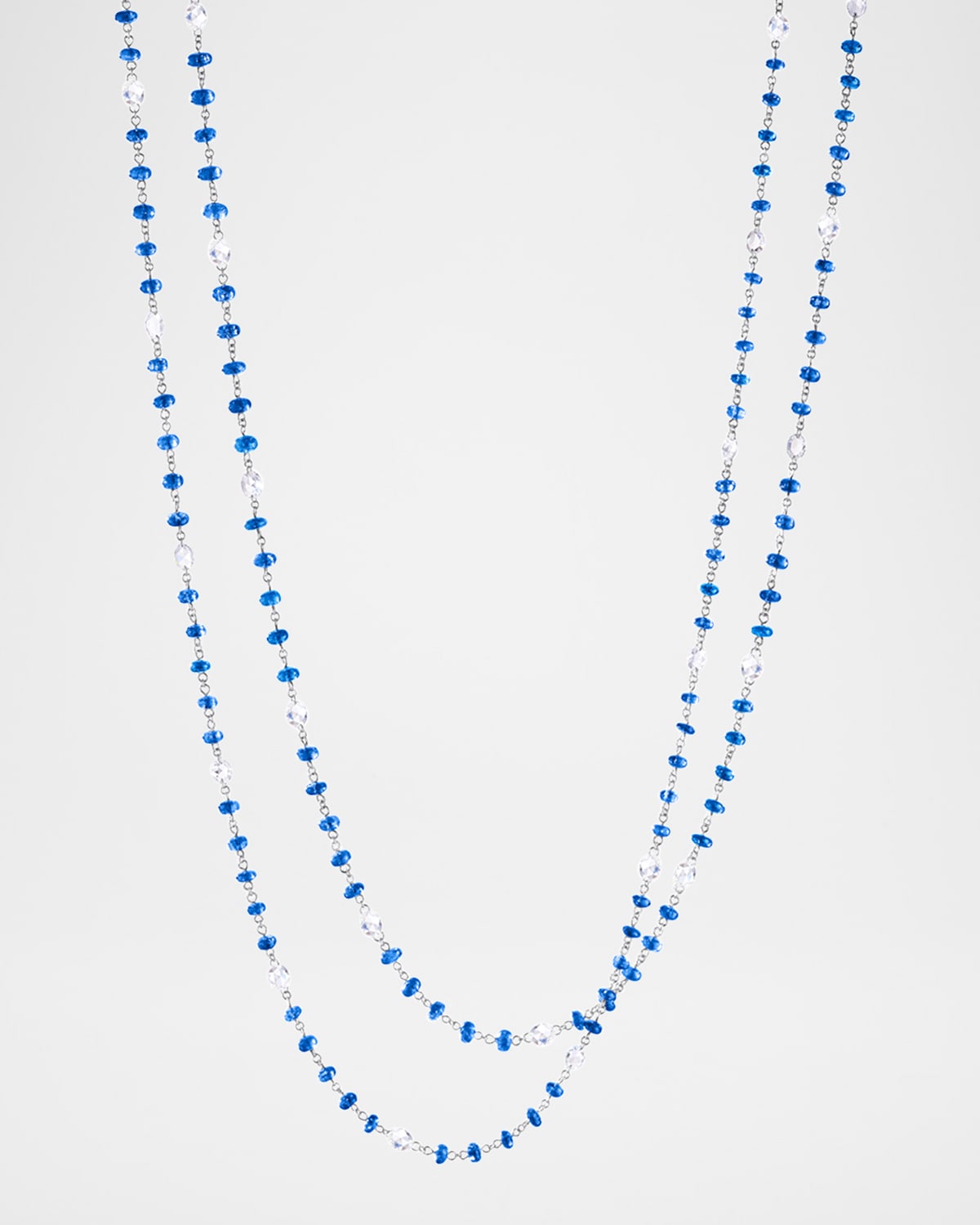 18K White Gold Ethereal Diamond and Blue Sapphire Necklace, 1.60tcw