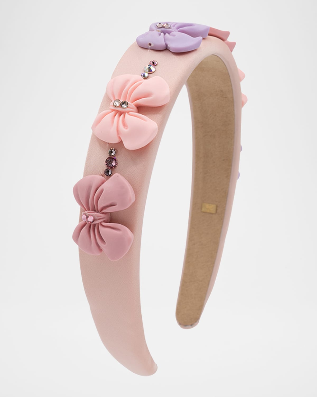 Bari Lynn Embellished Headband W/ Pastel Bows In Pink