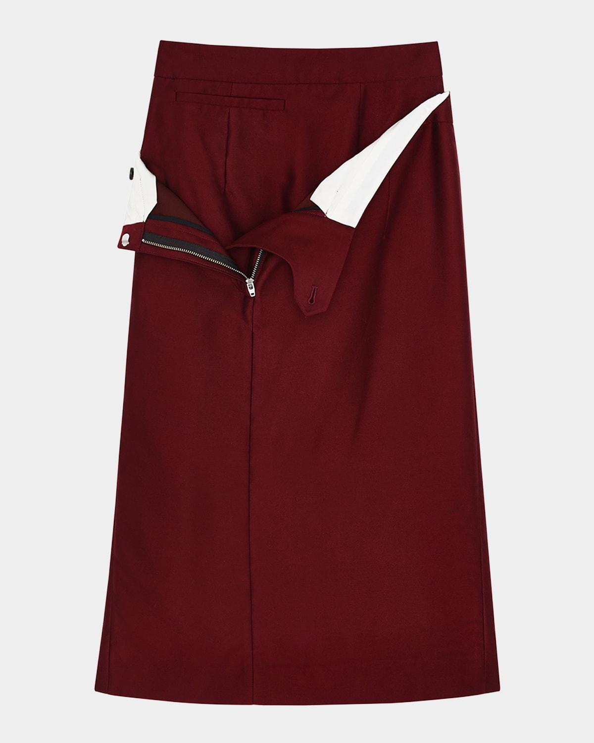 Shop Shushu-tong Double-layere Twill Skirt In Wine Red