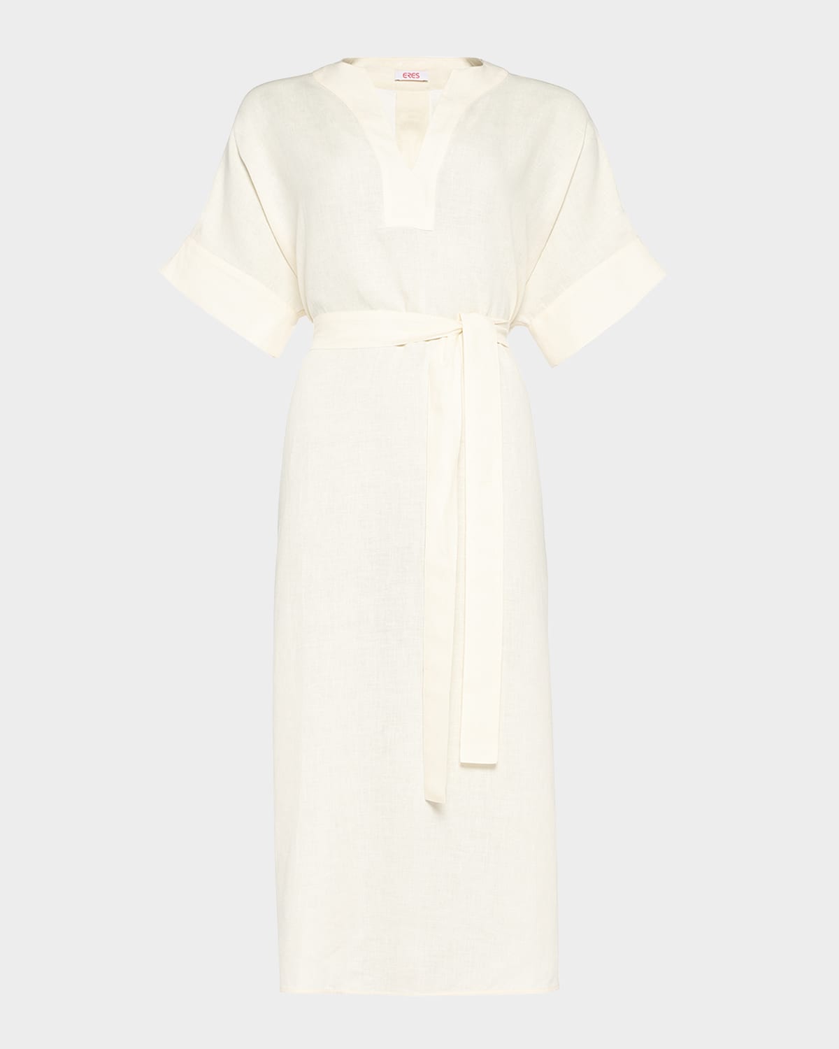 Eres Bibi Linen Kaftan Coverup In Corail Blanc