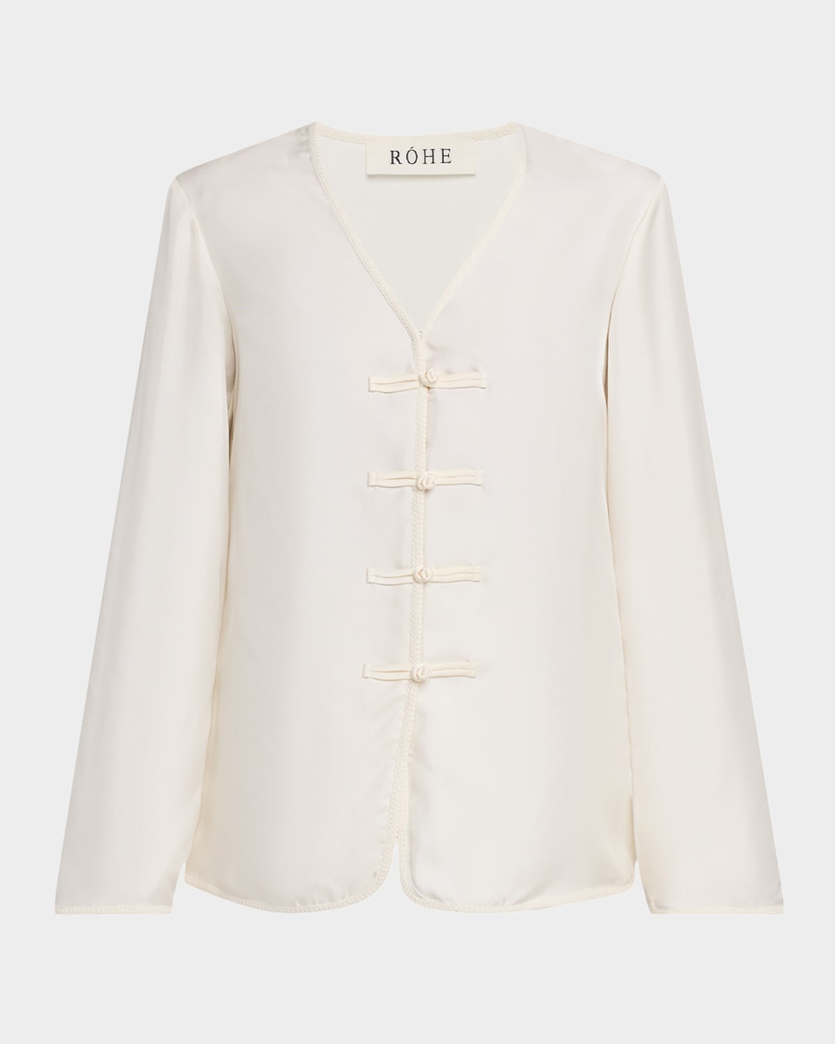 Rohe White Blouse With V Neck And Toggle Closure On The Front In Silk Woman