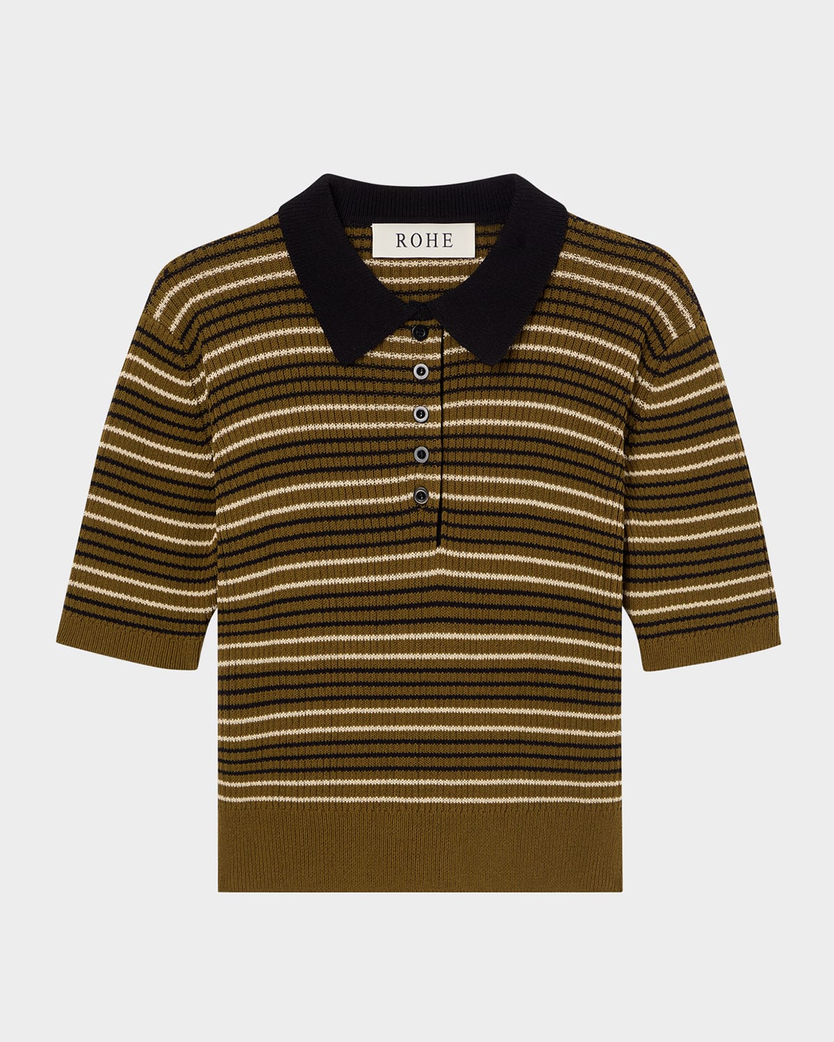 Striped Knit Polo Top