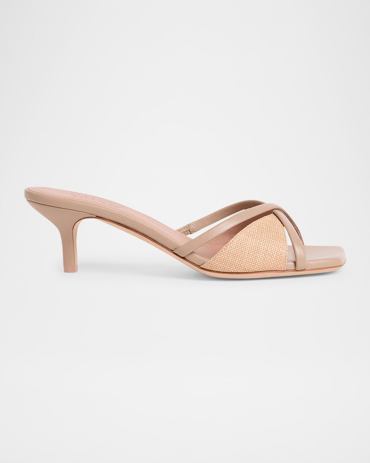 Raffia Leather Crisscross Slide Sandals