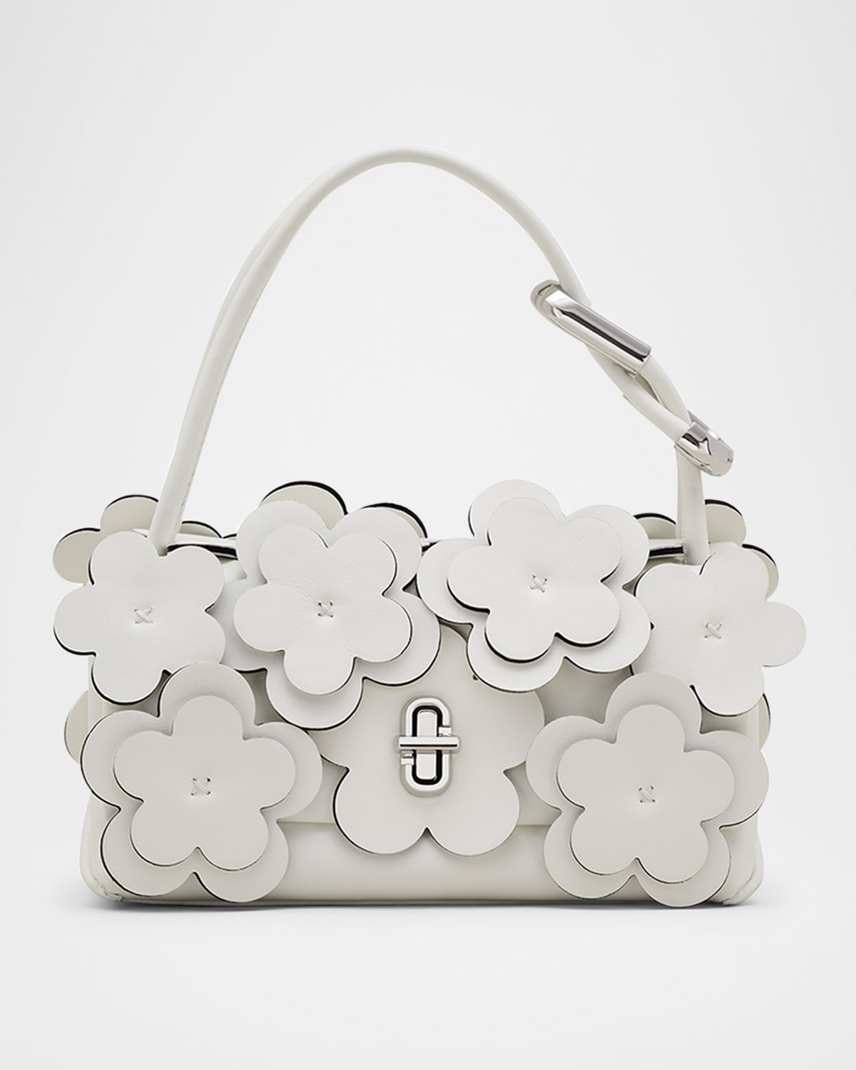 Marc Jacobs White The Dual Mini Bag In Leather With Flowers In White