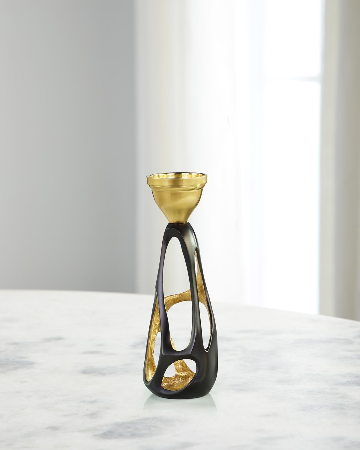 John-richard Collection Nexus Candleholder, Medium In Bronze