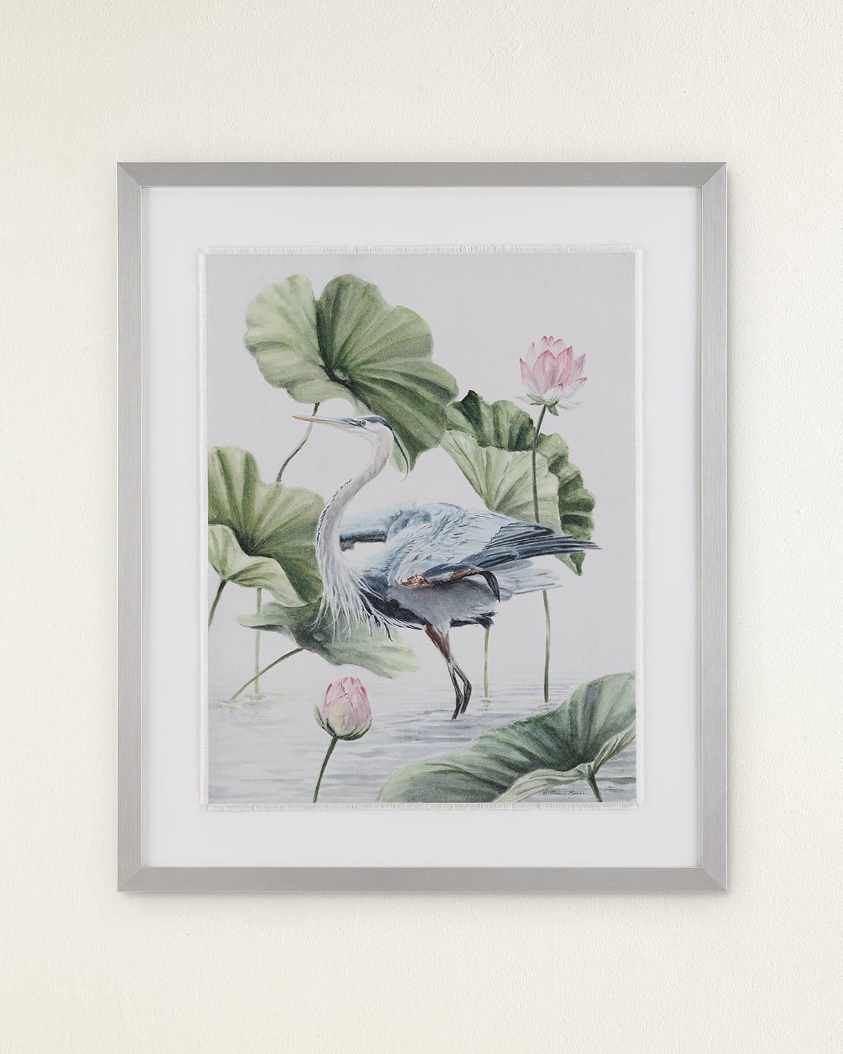 John-richard Collection Crane Framed Giclee On Fabric By Annie Moran In Multi