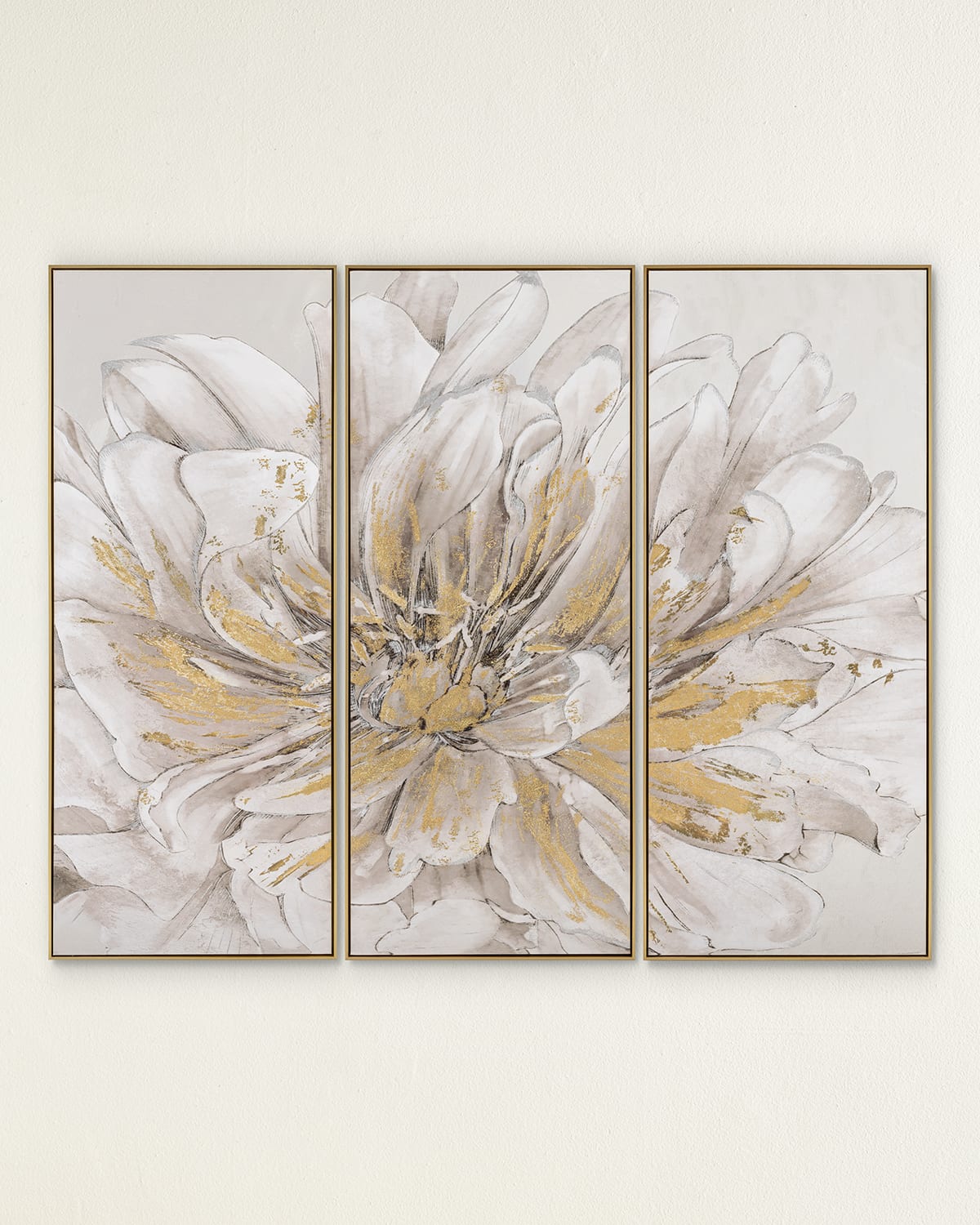 John-richard Collection Pristine Petals Framed Giclees By Thomas Hazlehurst, Set Of 3 In White/gold