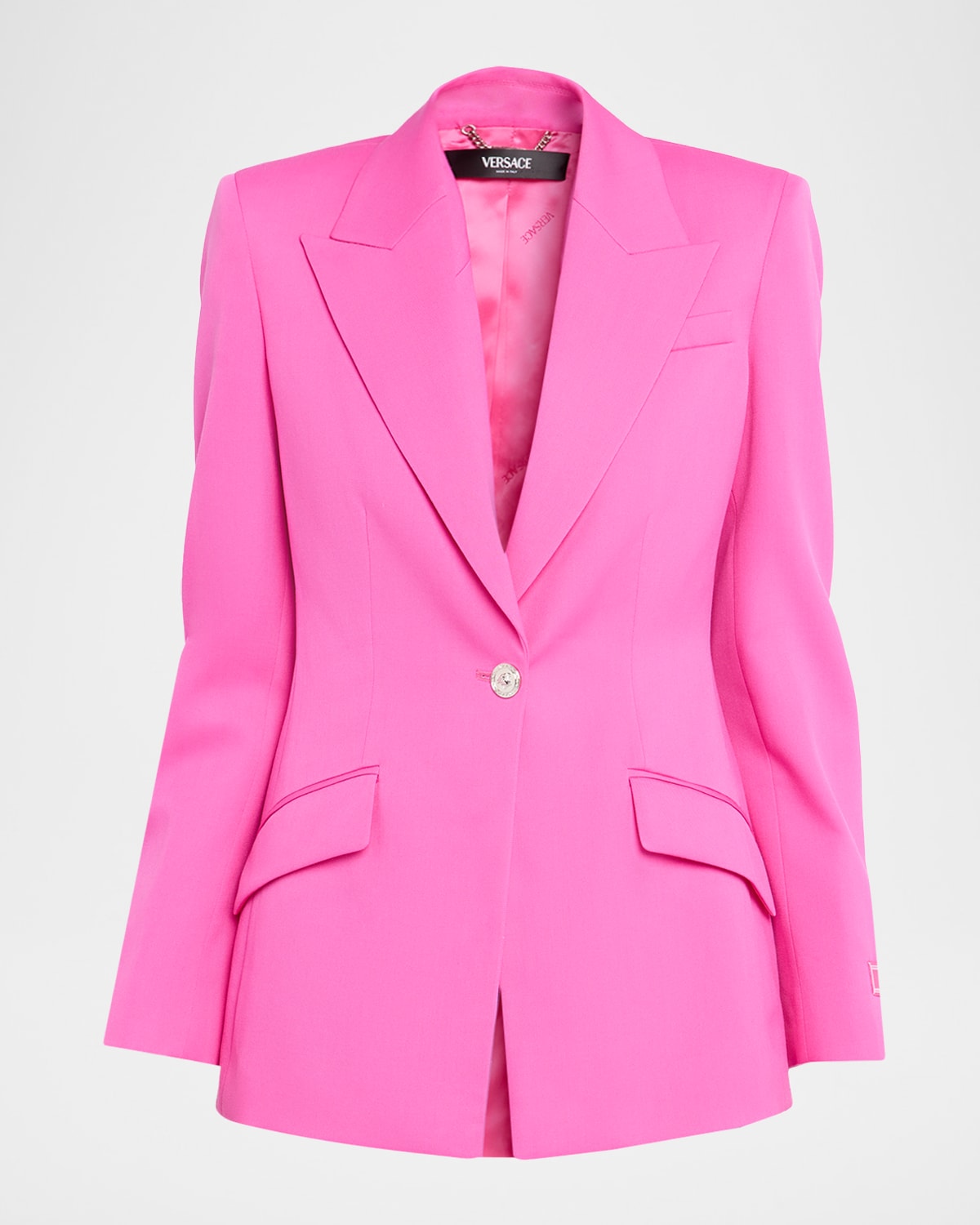 Versace Wool Gabardine Single-breasted Informal Jacket In Pink