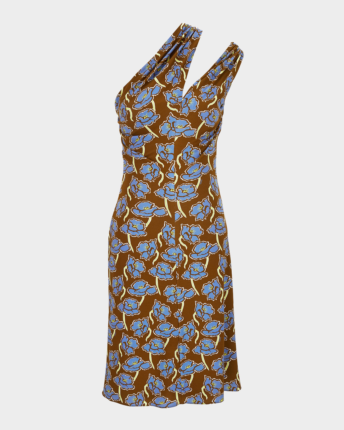 Versace One-shoulder Stretch Crepe Jersey Cocktail Dress In Tobacco Powder Blue