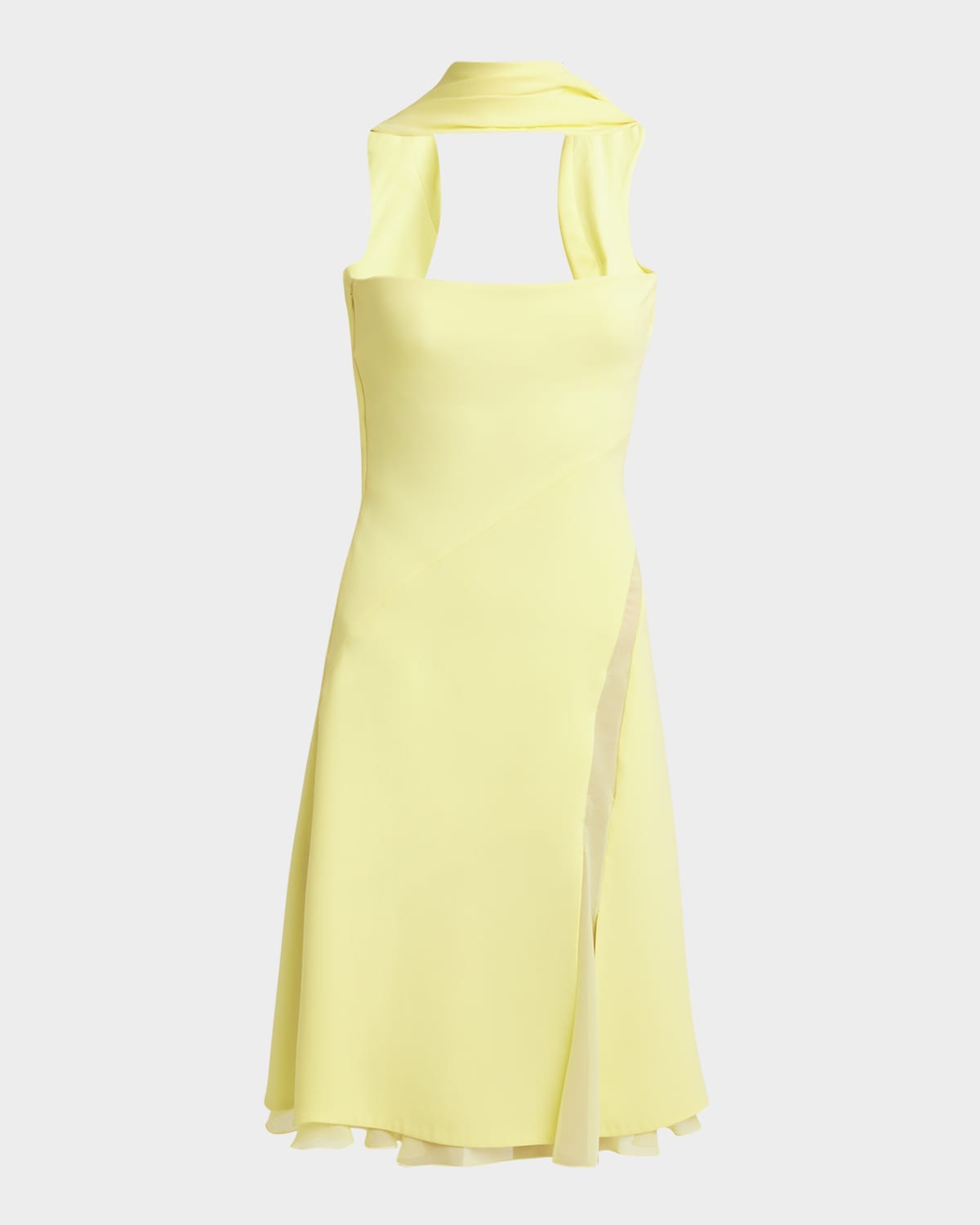 Versace Scarf-effect Cutout Chiffon-trimmed Silk-cady Mini Dress