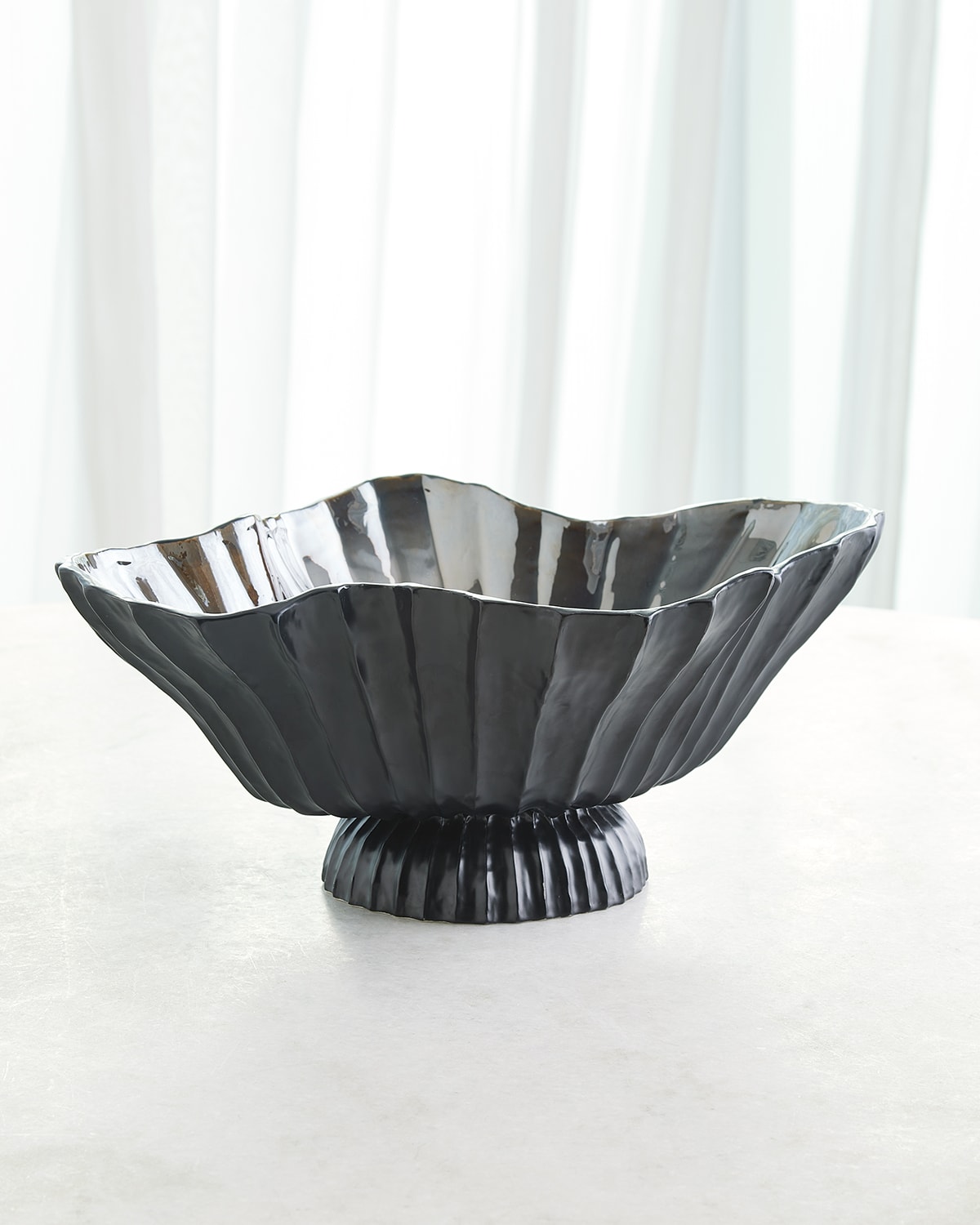 Global Views Folha Footed Bowl In Black