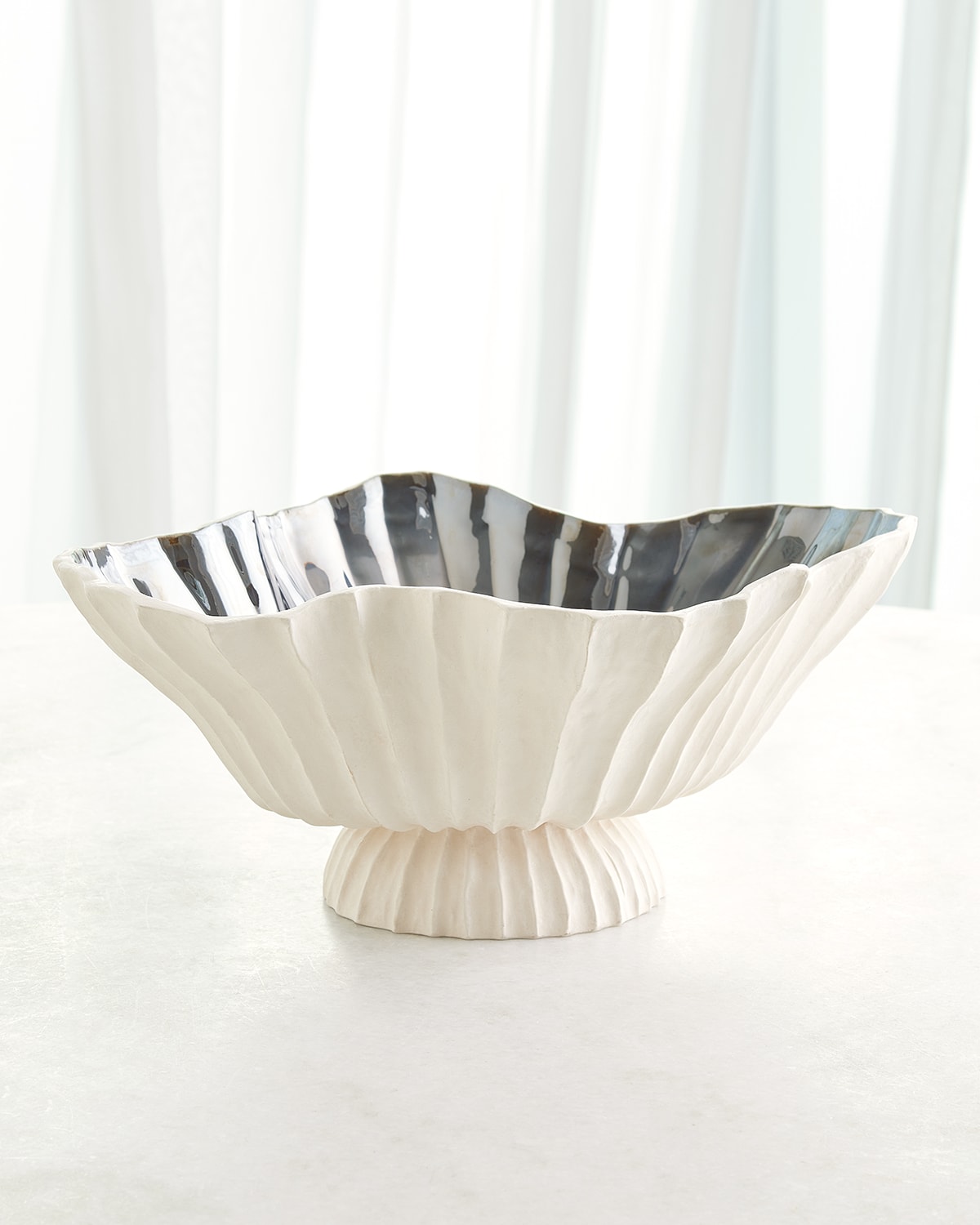 Global Views Folha Footed Bowl In White