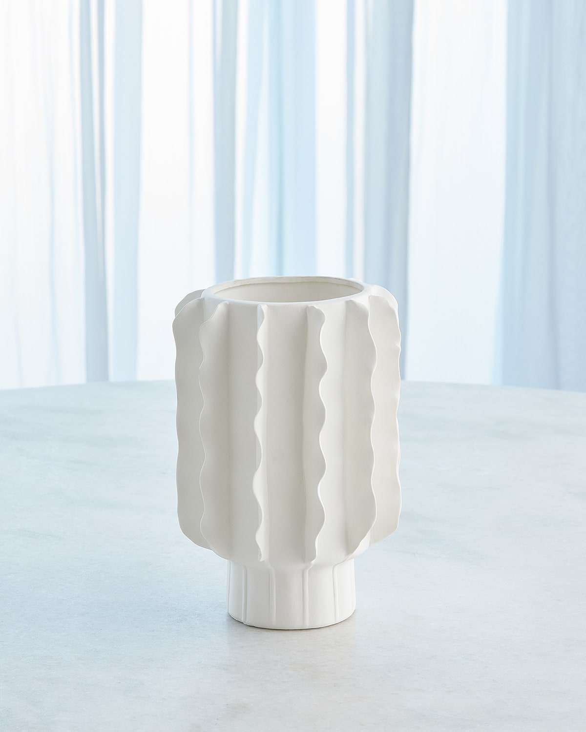 Global Views Frilled Vase, 10" In White