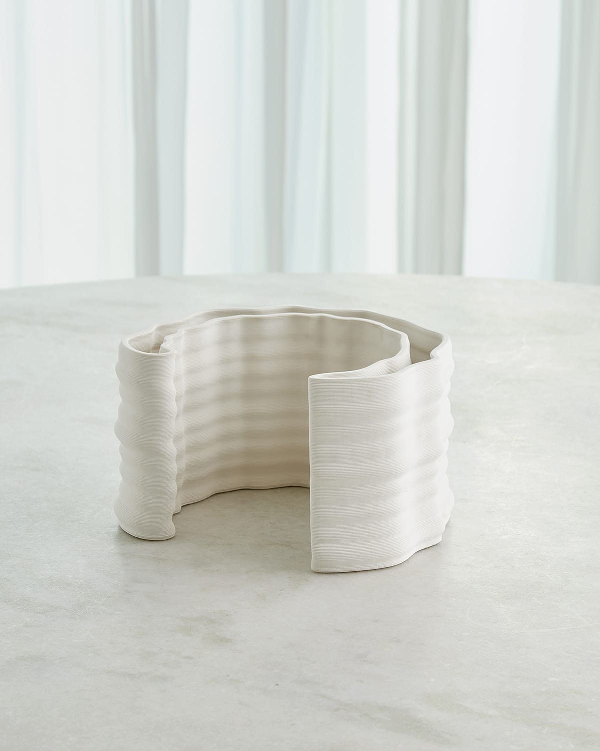 Global Views Cresent 3d Printed Vase, Small 6" In White