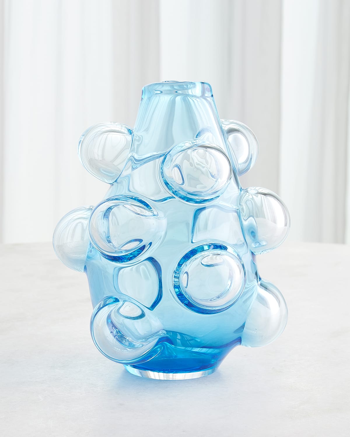 Global Views Bubbled Vase, Large 14" In Blue