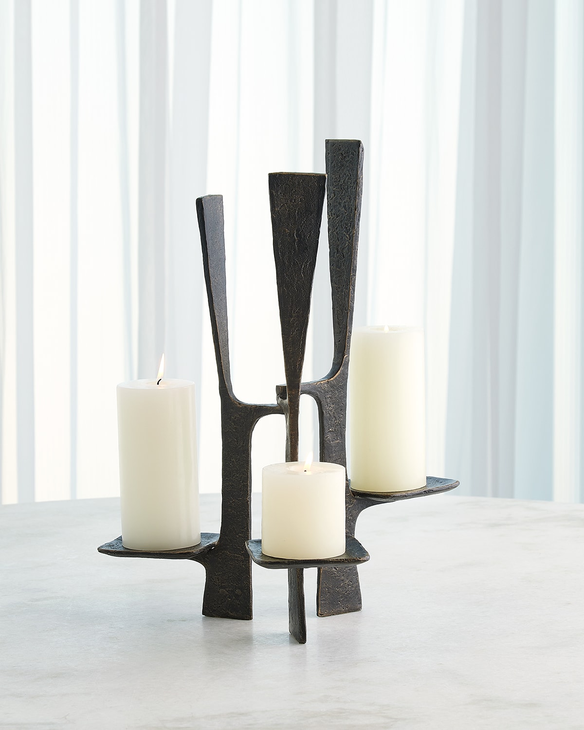 Global Views Triune Candleholder In Bronze