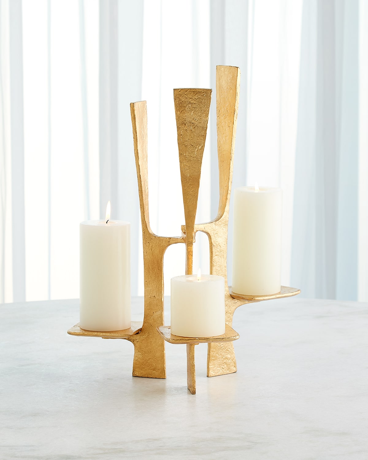 Global Views Triune Candleholder In Gold