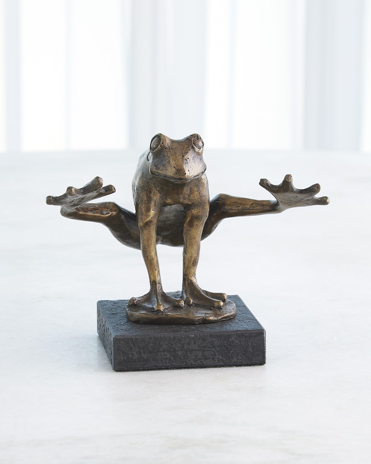 Global Views Leap Frog Sculpture In Bronze