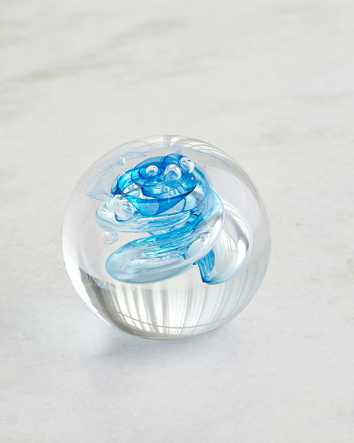 Global Views Swirl Paperweight In Blue
