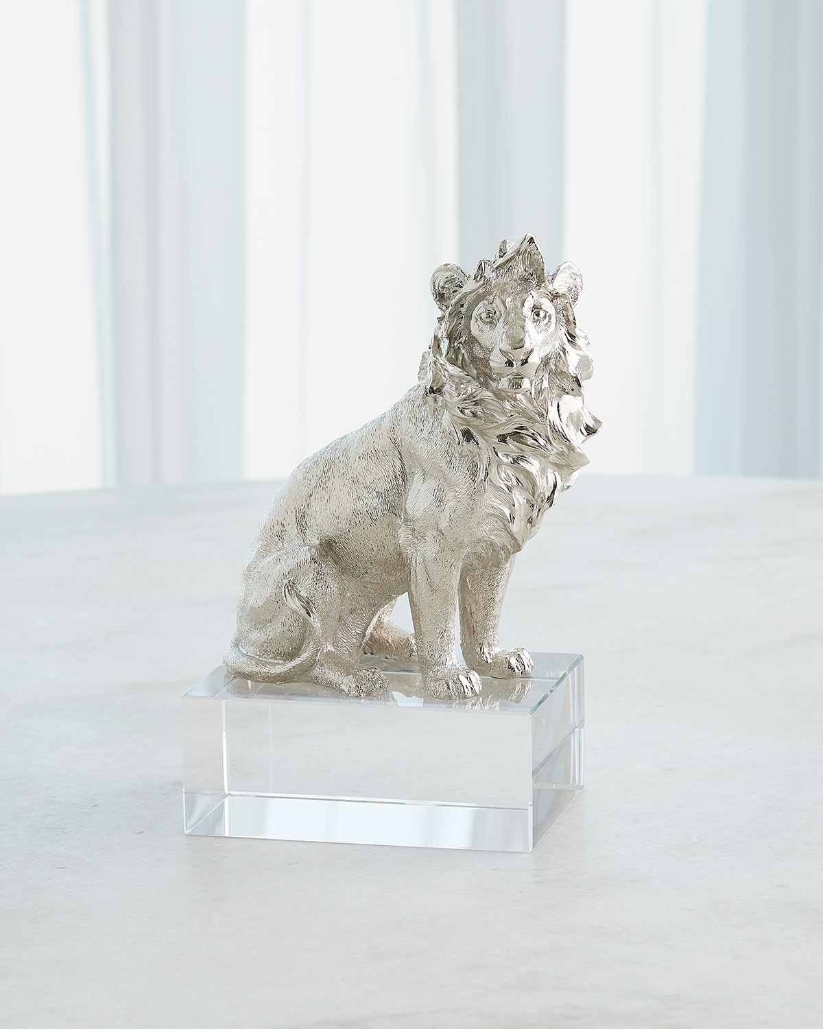 Global Views Lion Sculpture In Silver