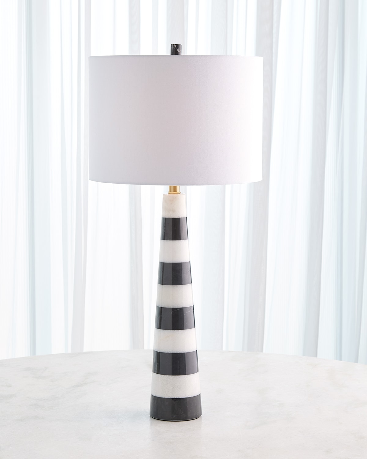 Global Views Pinnacle Marble Table Lamp In Black/white