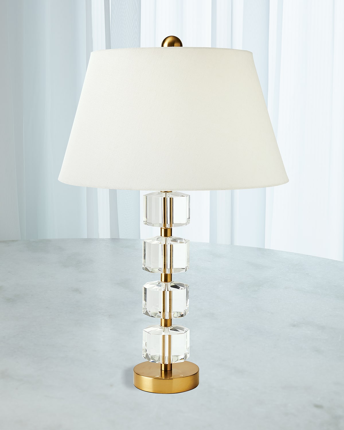 Global Views Stacked Faceted Crystal 32" Table Lamp In Clear