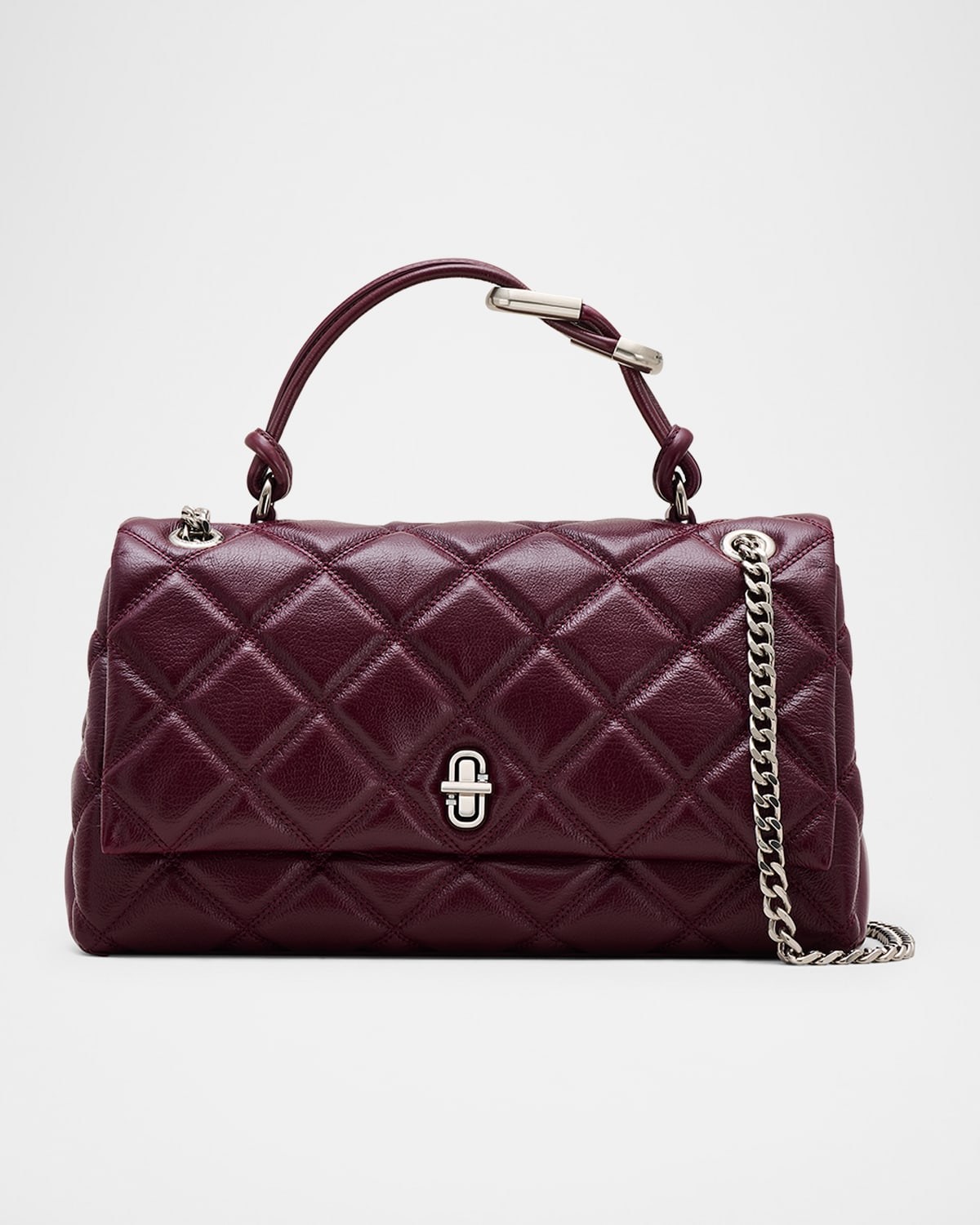 Marc Jacobs The Dual Chain Diamond Quilted Convertible Leather Shoulder Bag In Purple