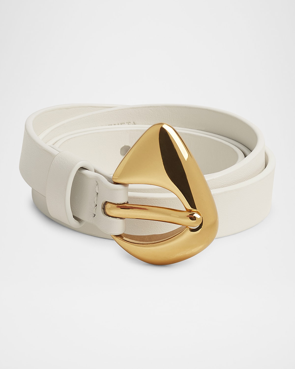 Bottega Veneta Women Fin Belt In 9104 Chalk M Brass