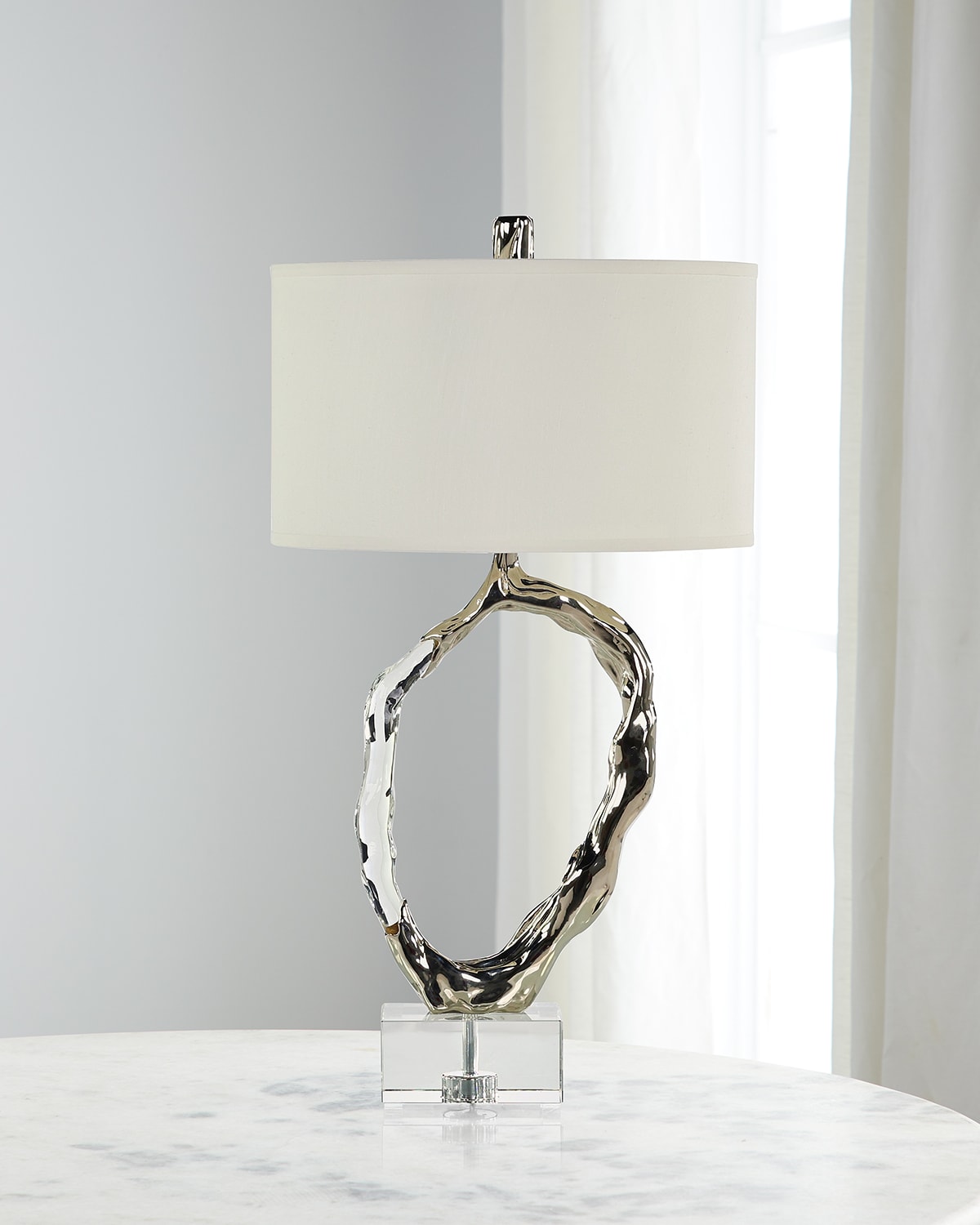 John-richard Collection Metallic Ice 32.5" Table Lamp In Metallic