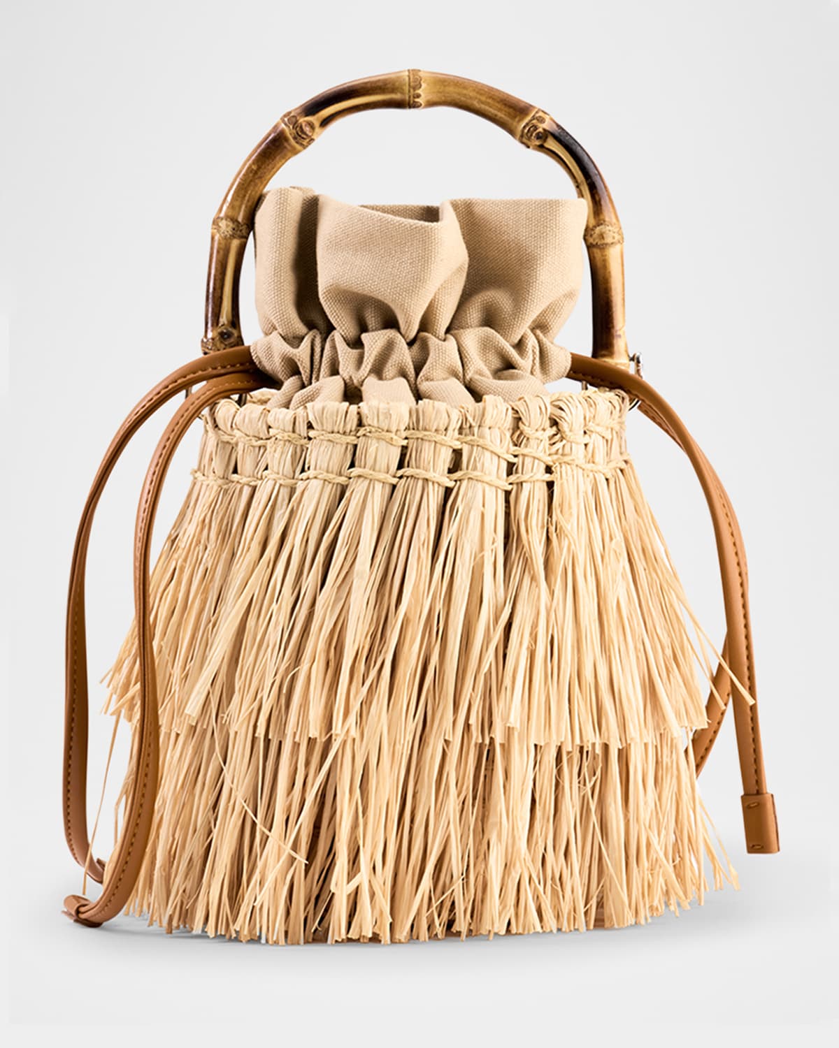 Simonmiller Tiki Fringe Raffia Top-handle Bag In Natural