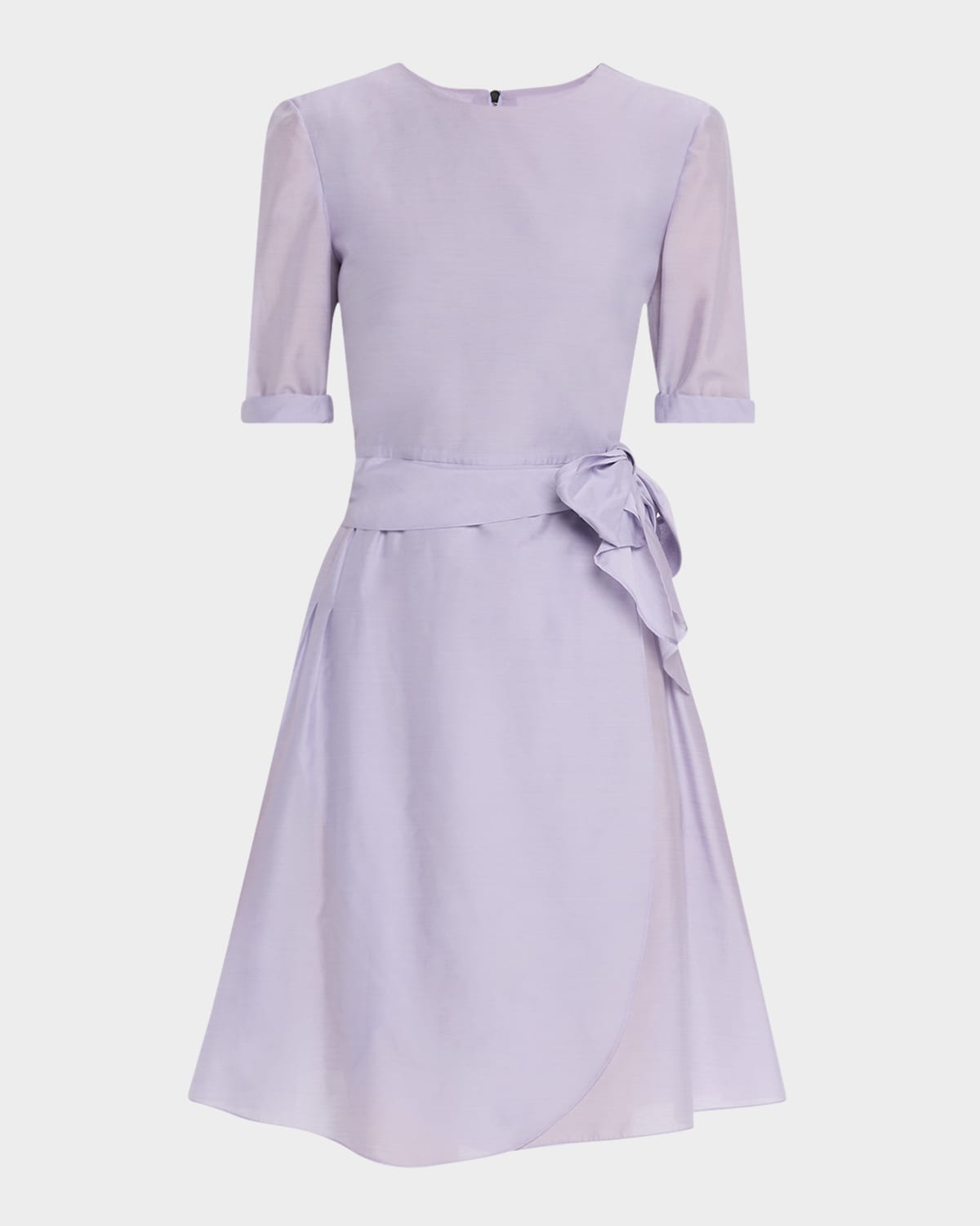 Emporio Armani Pleated A-line Muslin Mini Dress In Lilac