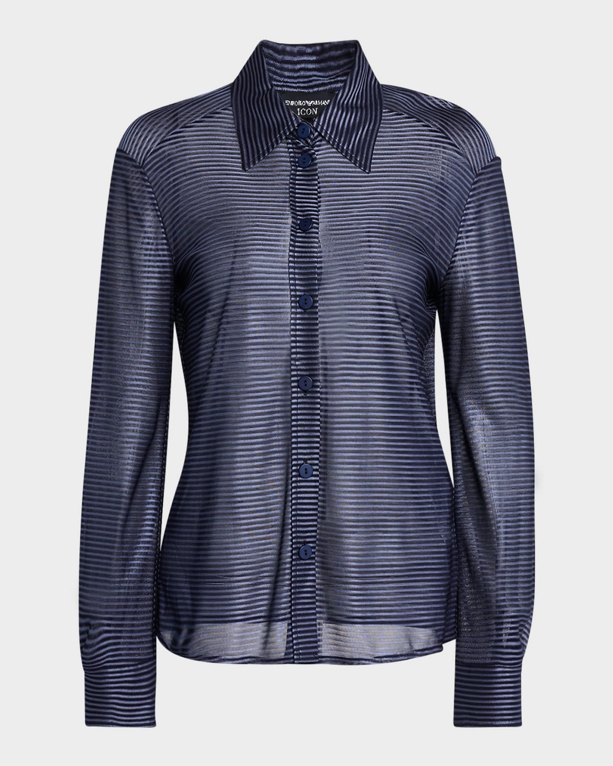 EMPORIO ARMANI BUTTON-DOWN STRIPED VISCOSE SHIRT 