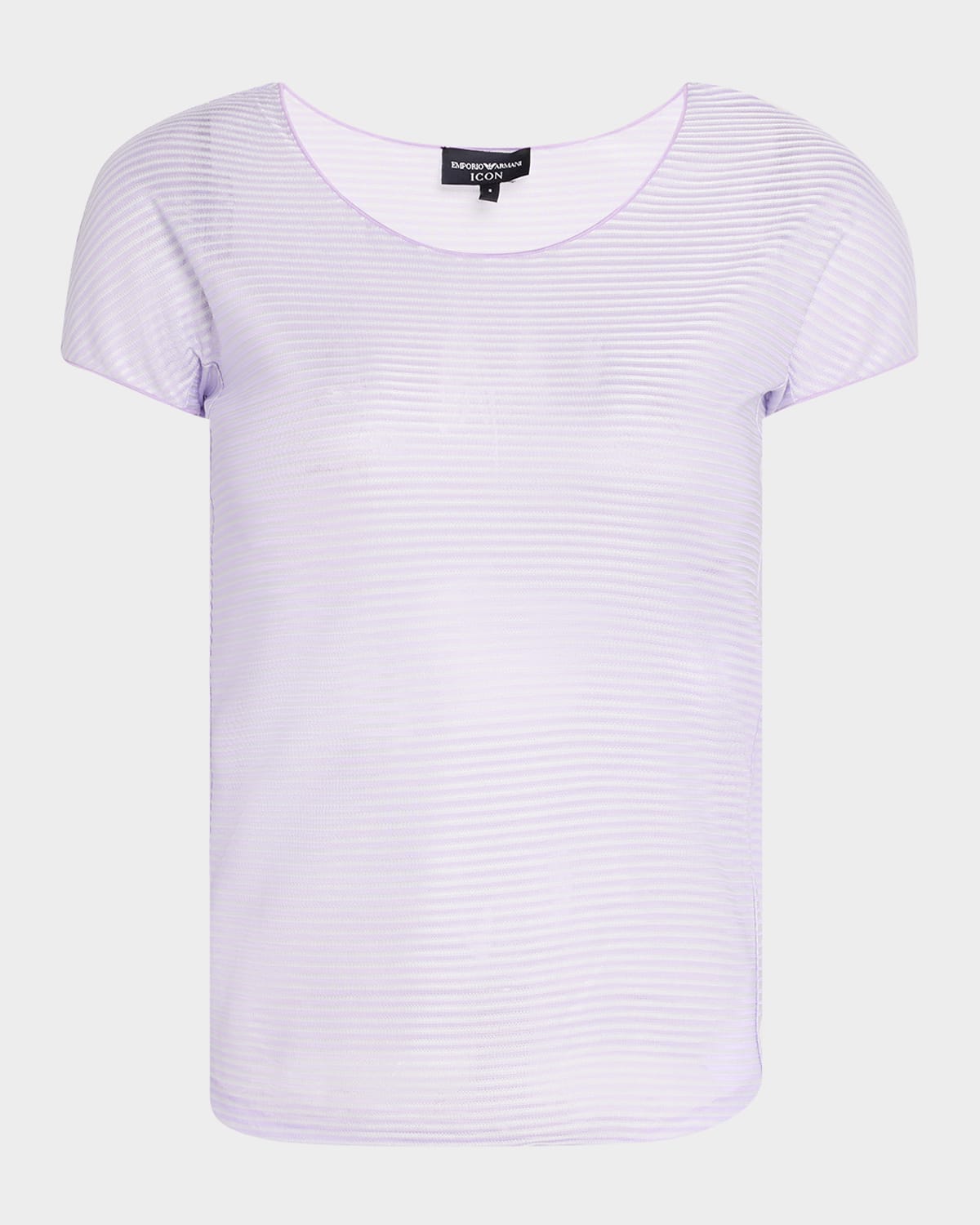 EMPORIO ARMANI STRIPED SCOOP-NECK VISCOSE T-SHIRT 