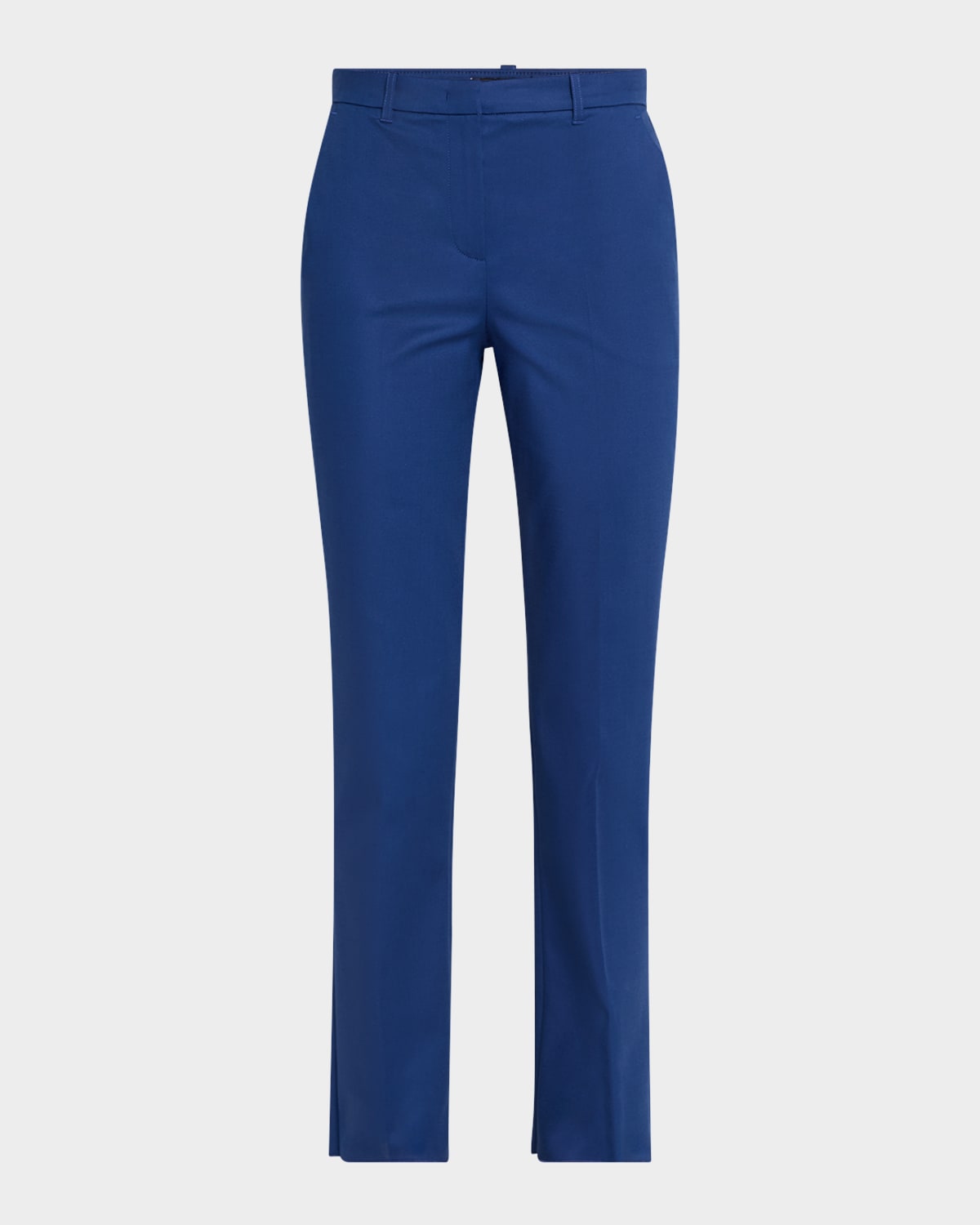 Emporio Armani Cotton Couture Cropped Slim Trousers In Cobalt Blue
