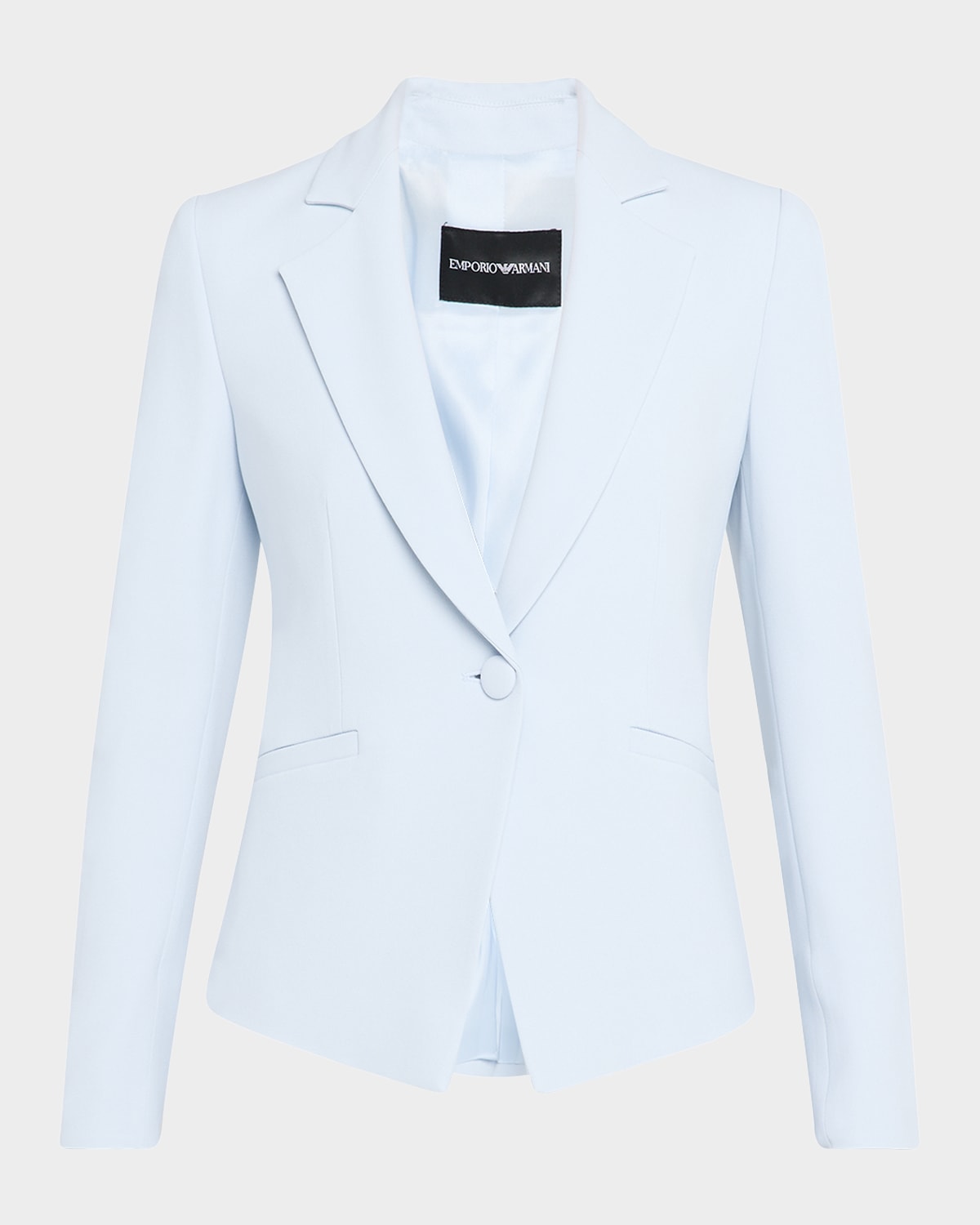 Emporio Armani Single-button Cady Crepe Blazer In Zen Blue