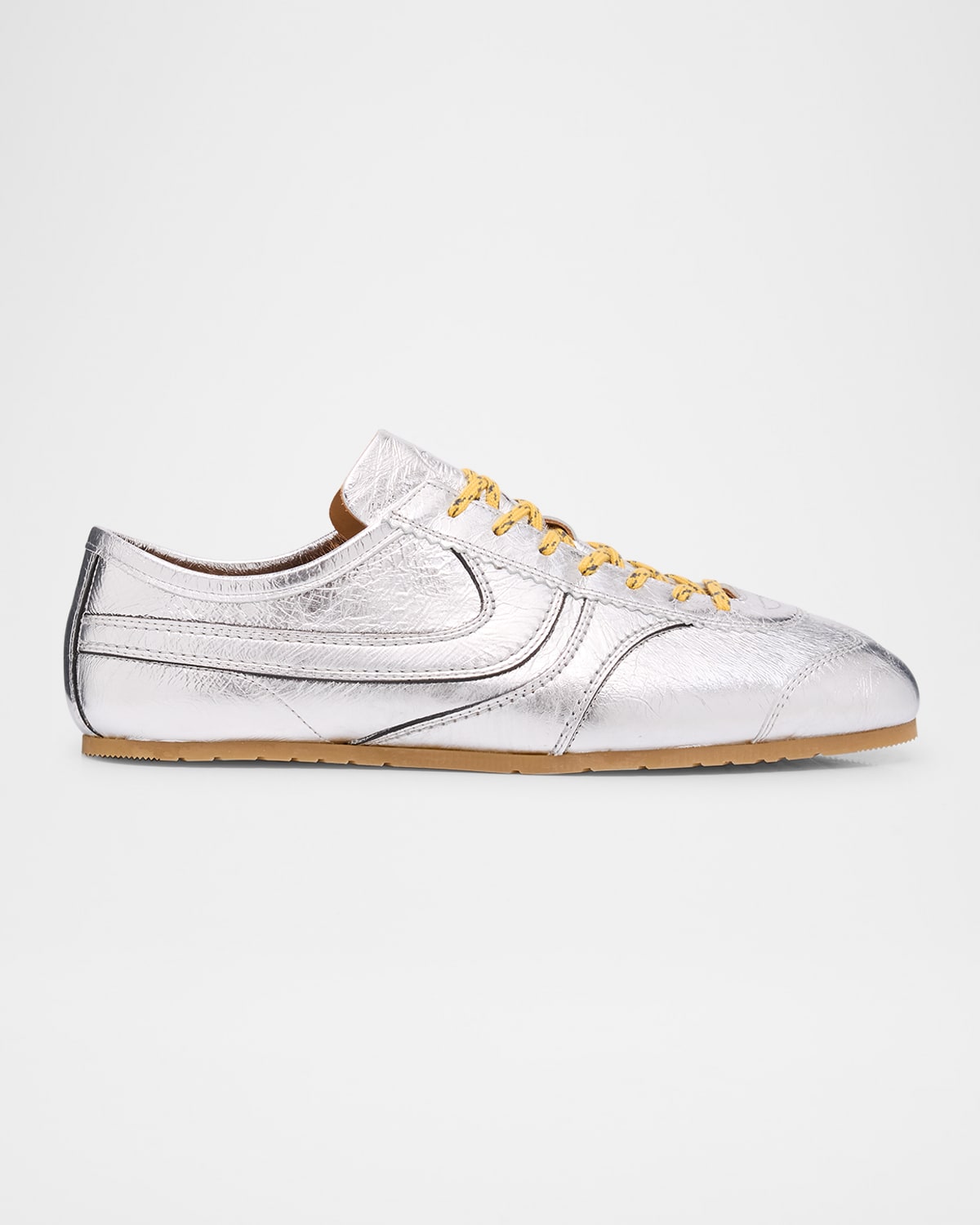 Men's Metallic Leather Low-Top Sneakers