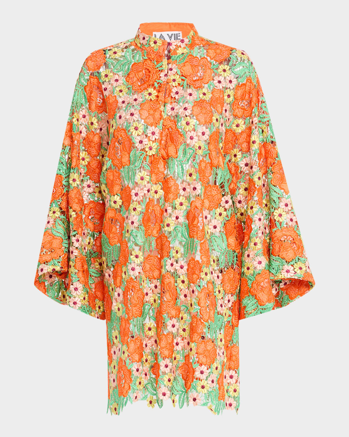 Floral Lace Mini Shift Caftan