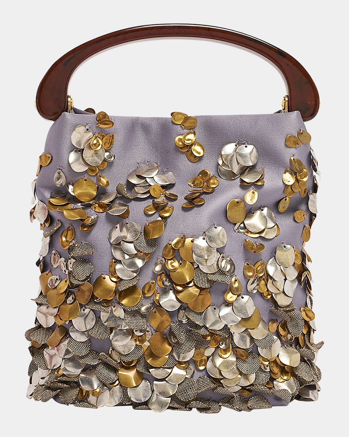 Shop Dries Van Noten Crisp Embellished Leather Top-handle Bag