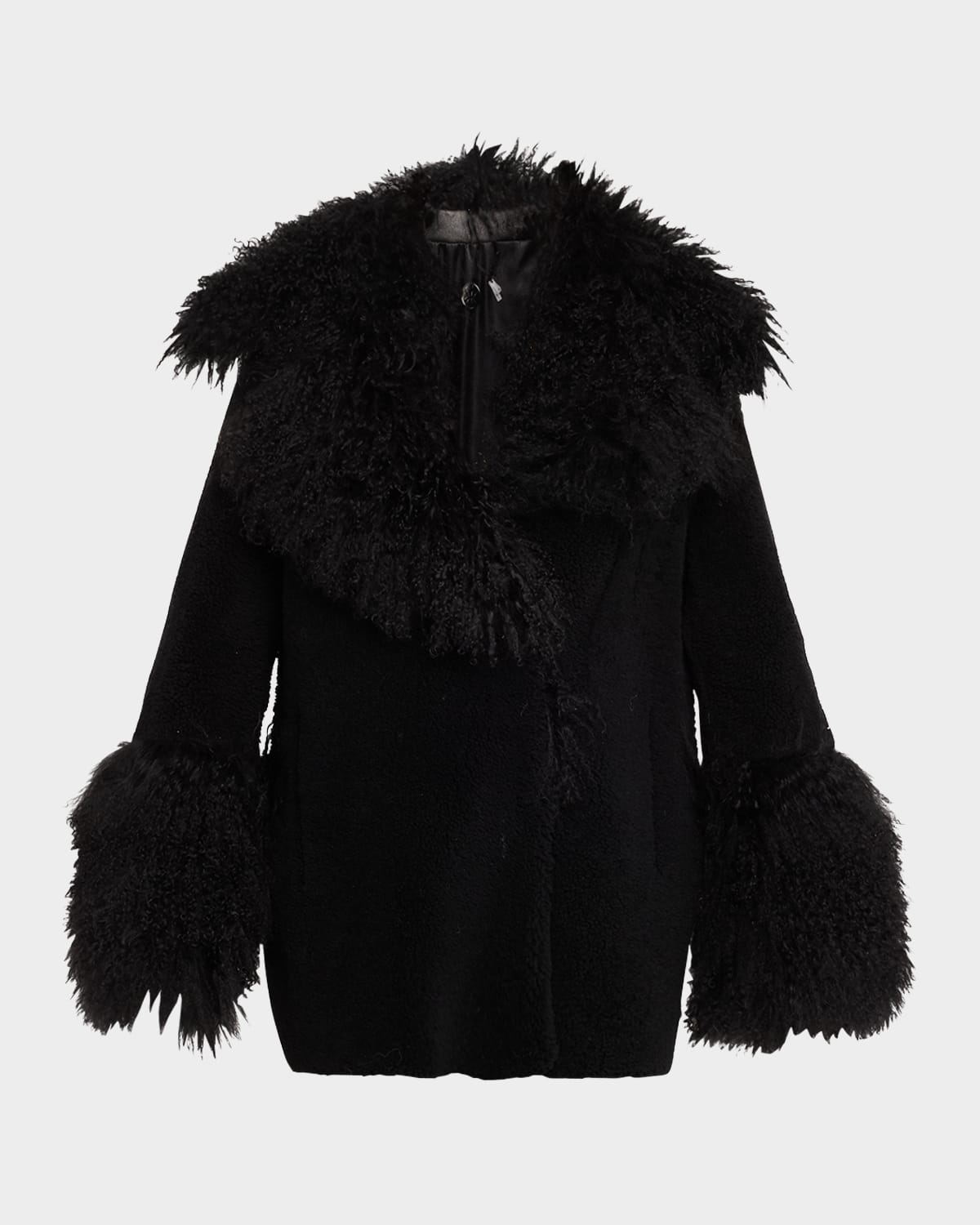Annalise Wool Shearling-Trim Coat